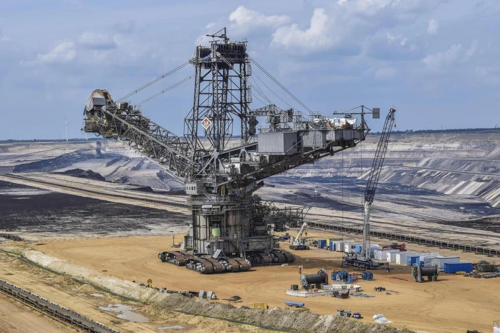Large diesel-powered mining excavator