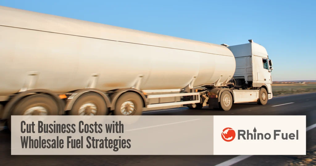 RF-Social-Link-Cut Business Costs with Wholesale Fuel Strategies2x - Rhino Fuel Wholesale fuel tanker truck driving on the highway delivering fuel