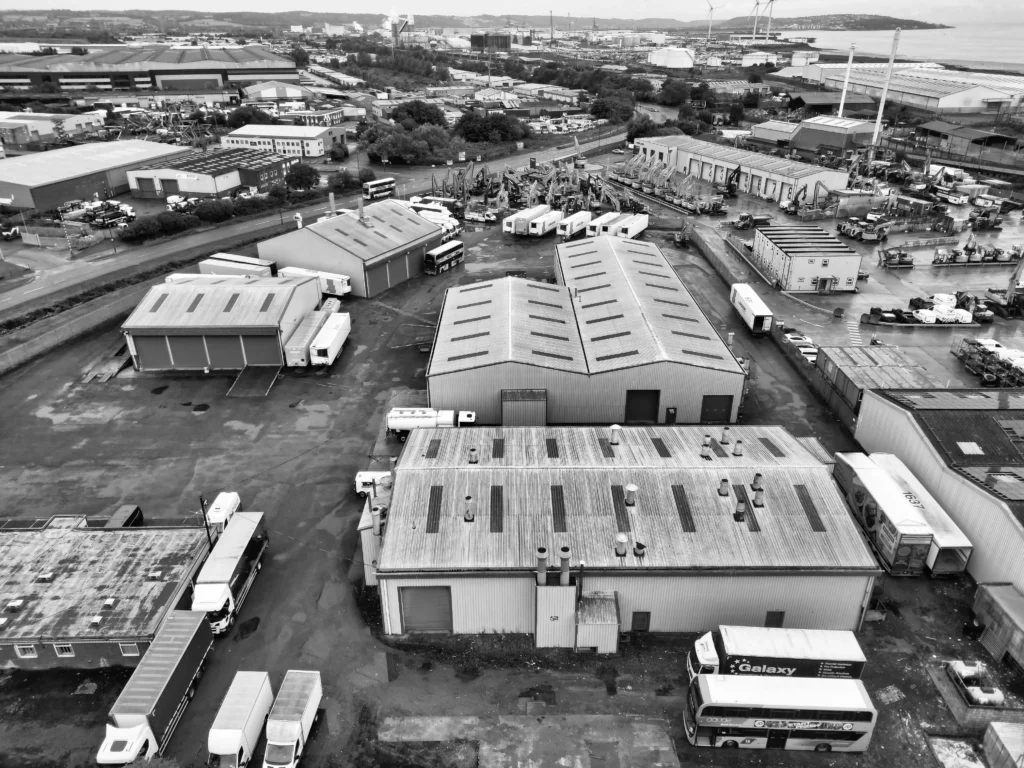 Aerial view of industrial fleet facility for wholesale fuel strategies