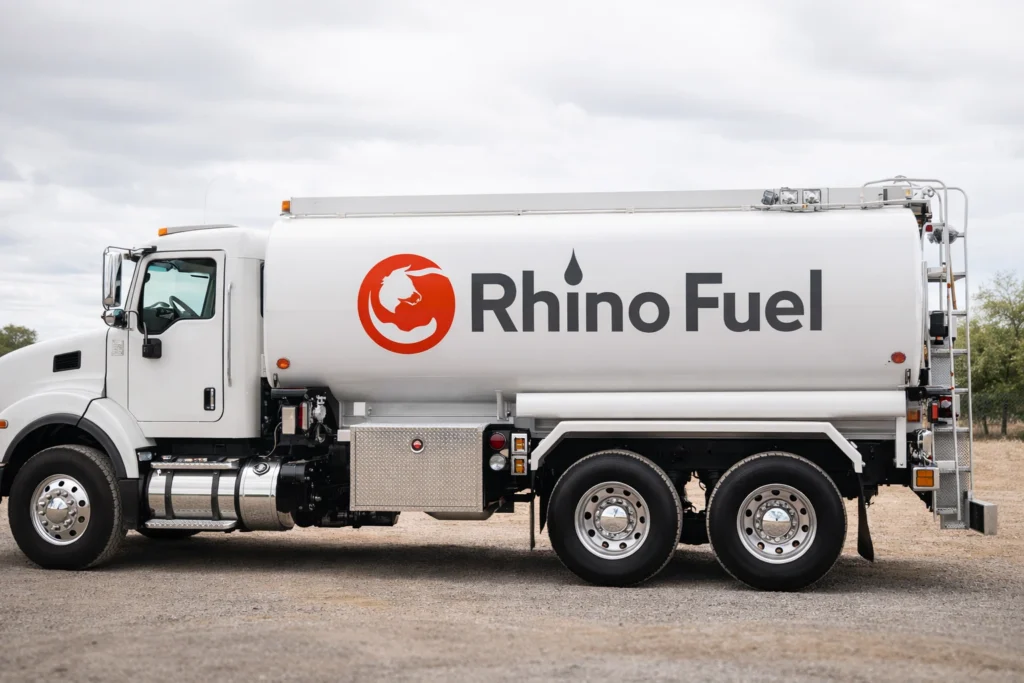 Rhino Fuel diesel tanker truck used for diesel fuel additive for winter services.