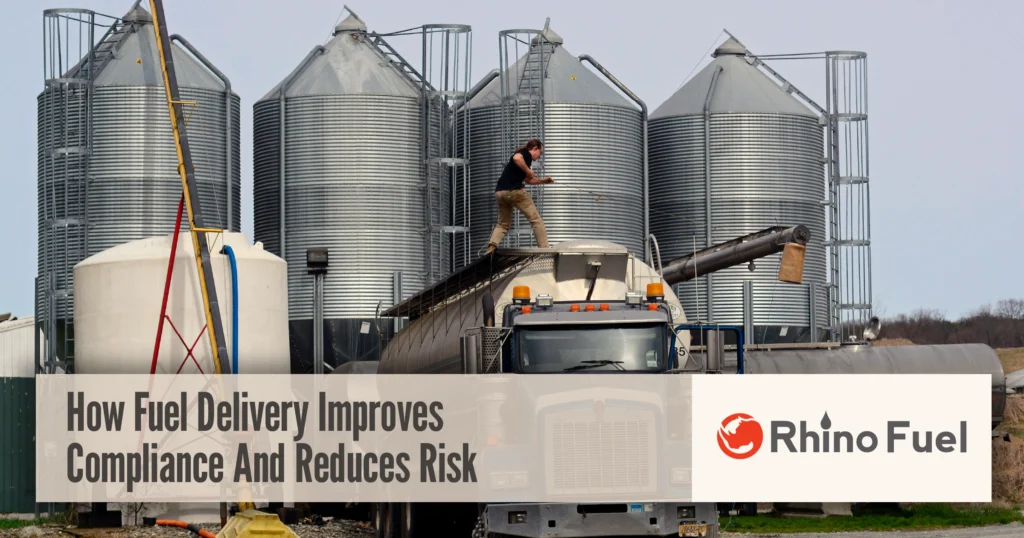 Fuel delivery compliance process at industrial storage tanks during onsite fuel transfer