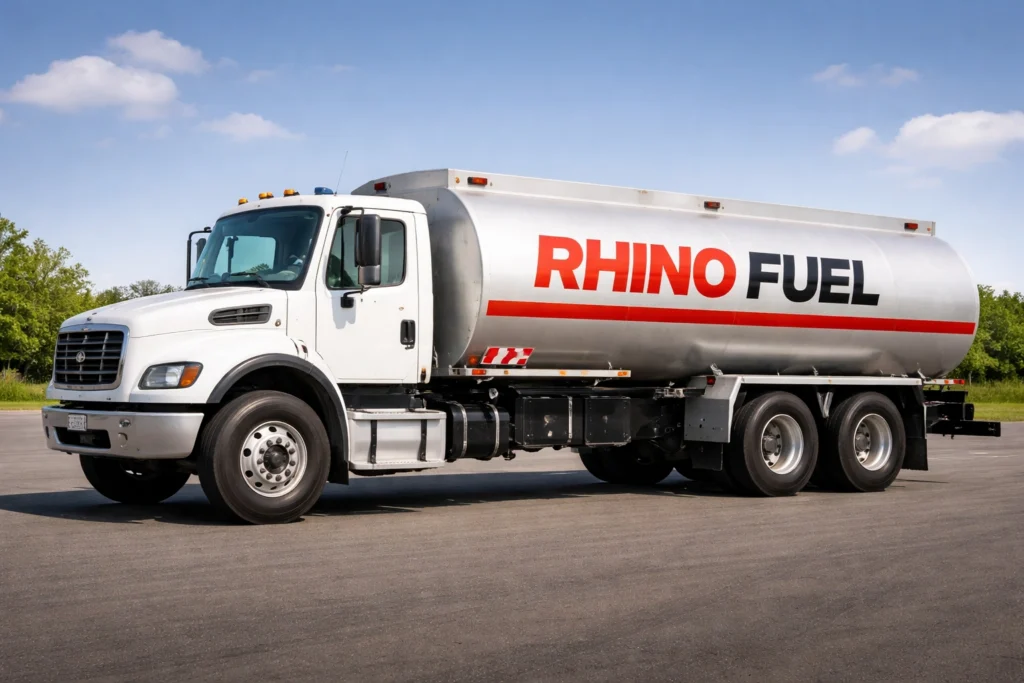 nationwide-fuel-delivery-rhino-fuel-truck - Rhino Fuel Nationwide fuel delivery truck from Rhino Fuel transporting fuel across the country.